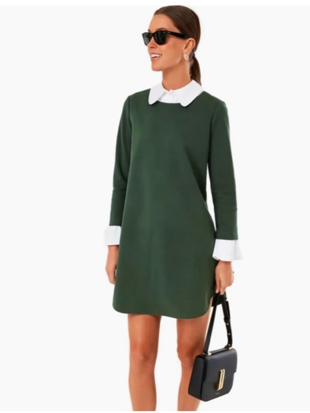 Tuckernuck Forest Green Mini Dress with White Collar & Cuffs